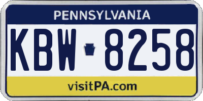 PA license plate KBW8258