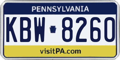 PA license plate KBW8260