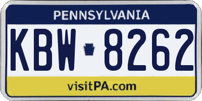 PA license plate KBW8262