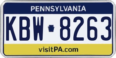 PA license plate KBW8263