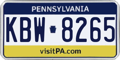 PA license plate KBW8265