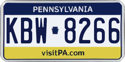 PA license plate KBW8266