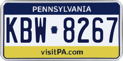 PA license plate KBW8267