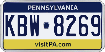 PA license plate KBW8269