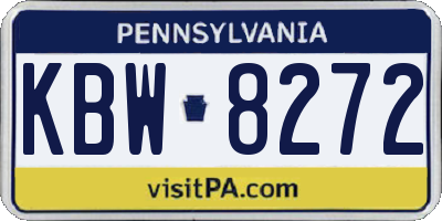 PA license plate KBW8272