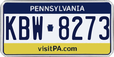 PA license plate KBW8273