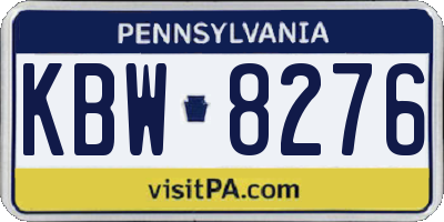 PA license plate KBW8276