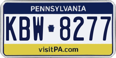 PA license plate KBW8277