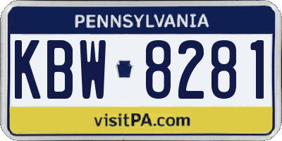 PA license plate KBW8281