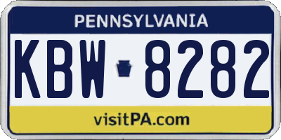 PA license plate KBW8282
