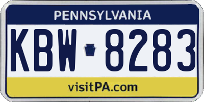 PA license plate KBW8283