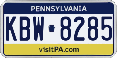 PA license plate KBW8285