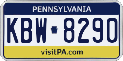 PA license plate KBW8290