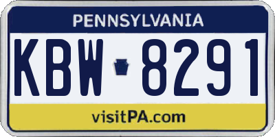 PA license plate KBW8291