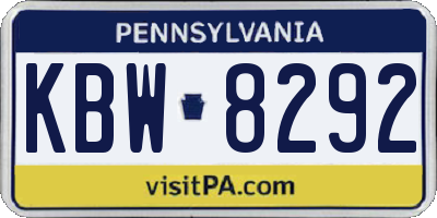 PA license plate KBW8292