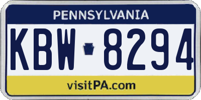 PA license plate KBW8294
