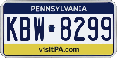 PA license plate KBW8299