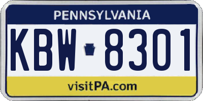 PA license plate KBW8301