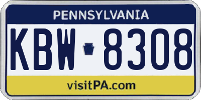 PA license plate KBW8308