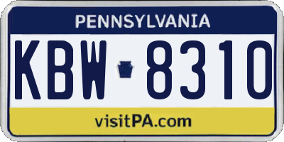 PA license plate KBW8310