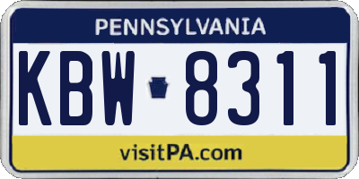 PA license plate KBW8311