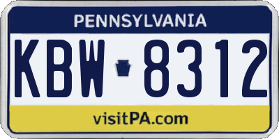 PA license plate KBW8312