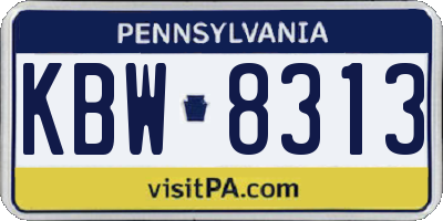 PA license plate KBW8313