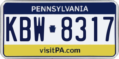 PA license plate KBW8317