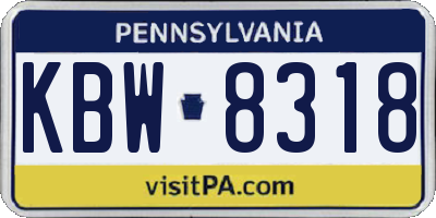 PA license plate KBW8318