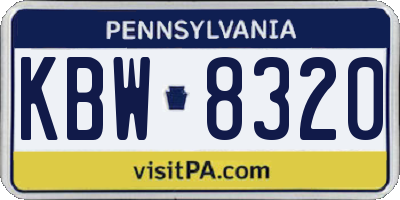 PA license plate KBW8320