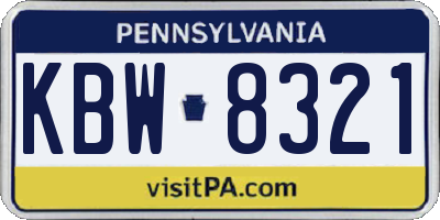 PA license plate KBW8321