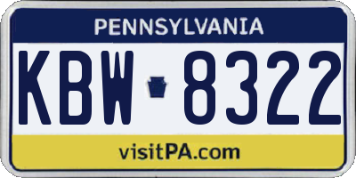 PA license plate KBW8322