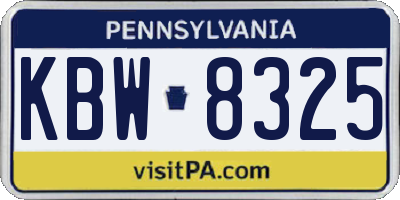 PA license plate KBW8325