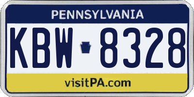 PA license plate KBW8328