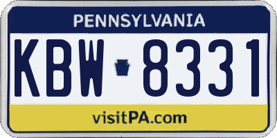 PA license plate KBW8331