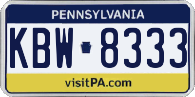 PA license plate KBW8333