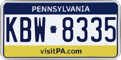 PA license plate KBW8335