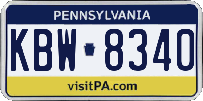 PA license plate KBW8340