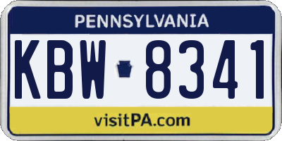 PA license plate KBW8341