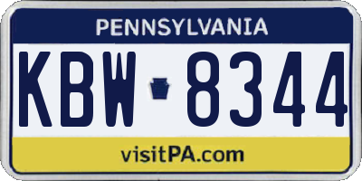 PA license plate KBW8344