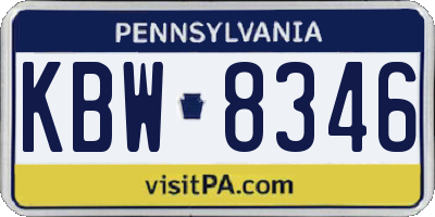 PA license plate KBW8346
