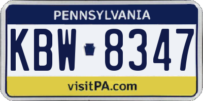 PA license plate KBW8347