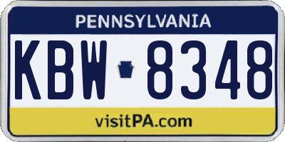 PA license plate KBW8348