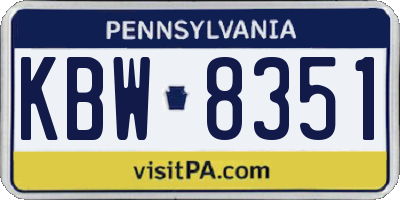PA license plate KBW8351