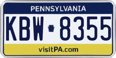 PA license plate KBW8355