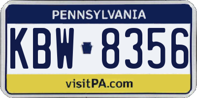 PA license plate KBW8356