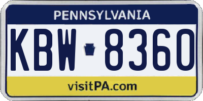 PA license plate KBW8360