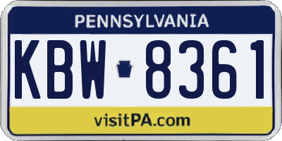 PA license plate KBW8361