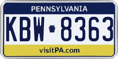 PA license plate KBW8363