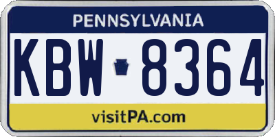 PA license plate KBW8364